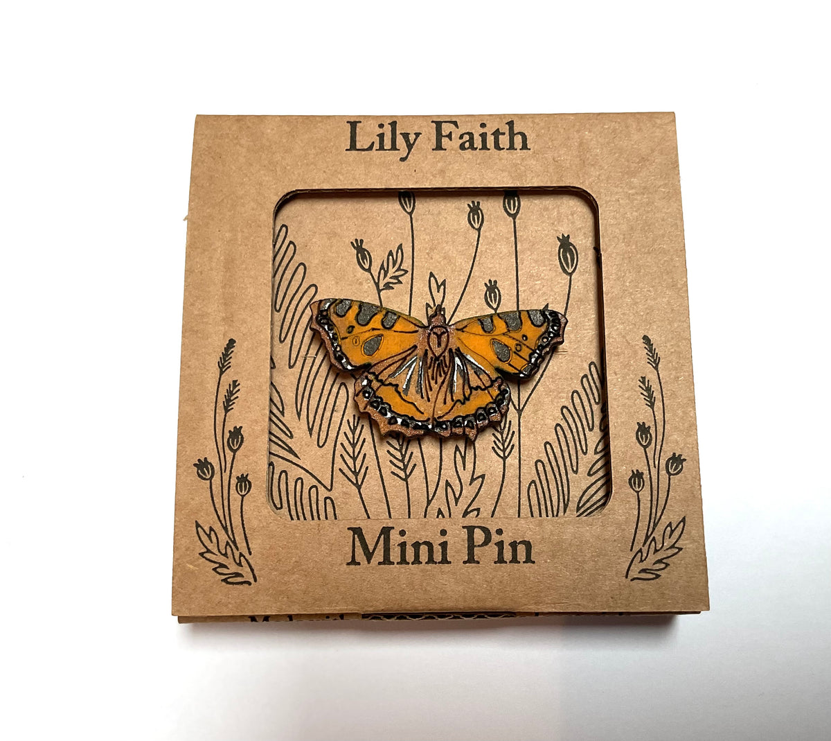 Lily Faith red admiral butterfly brooch