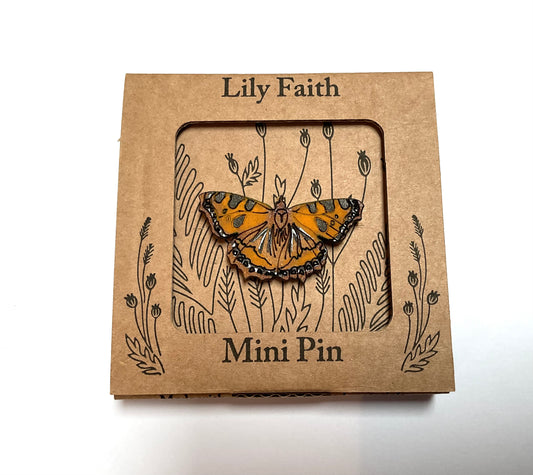 Lily Faith red admiral butterfly brooch