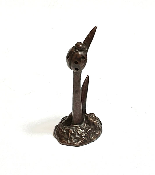 David. Meredith miniature  ladybird on grass blade bronze sculpture