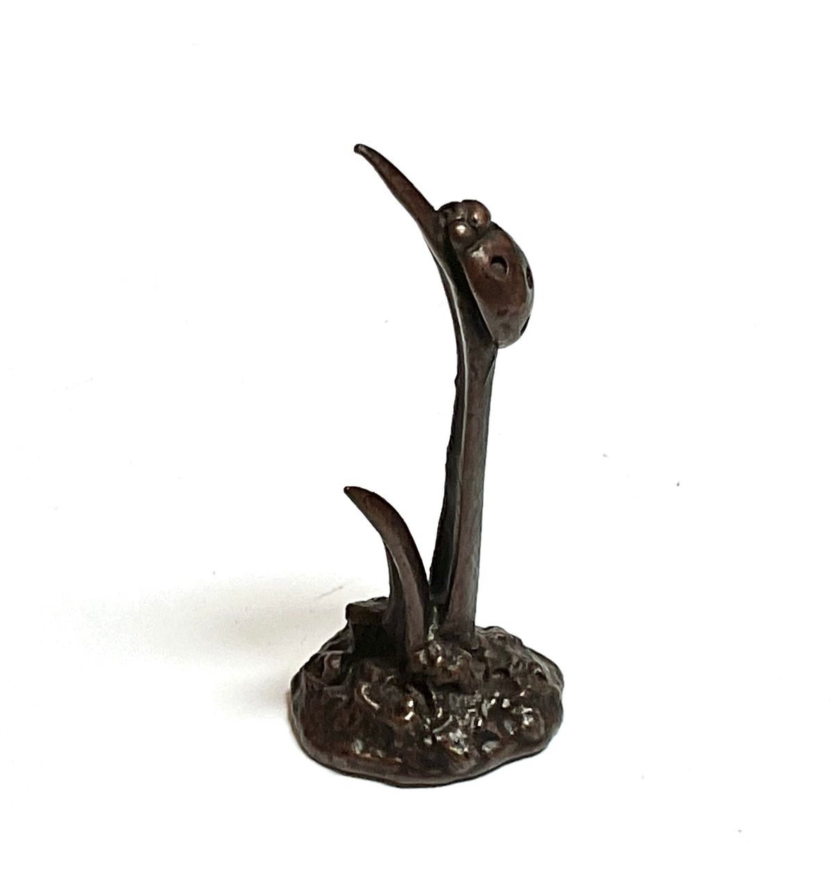 David. Meredith miniature  ladybird on grass blade bronze sculpture