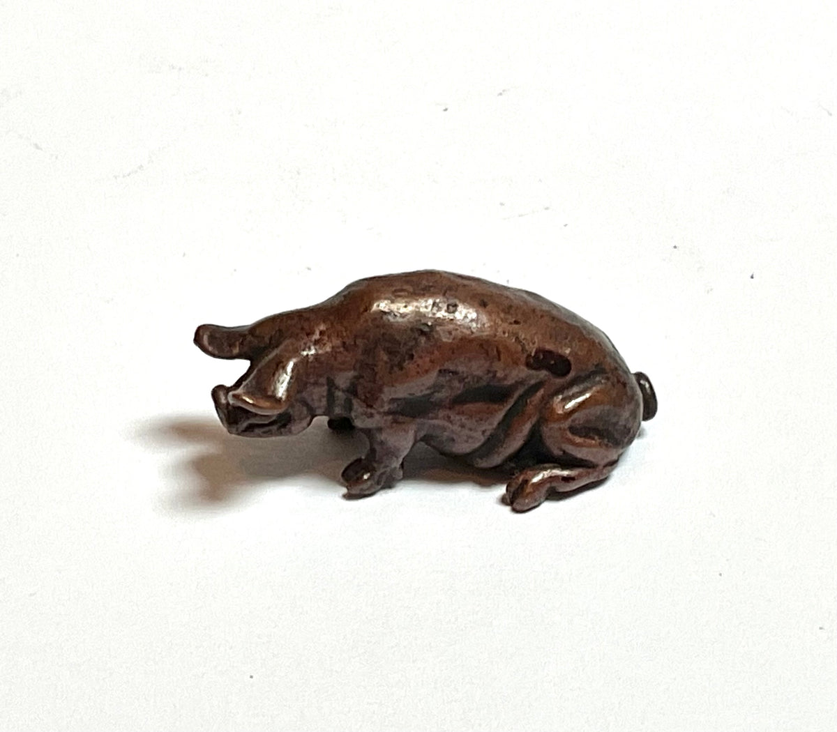David. Meredith Miniature seated  pig  bronze sculpture