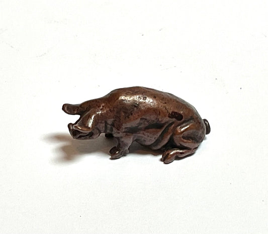 David. Meredith Miniature seated  pig  bronze sculpture
