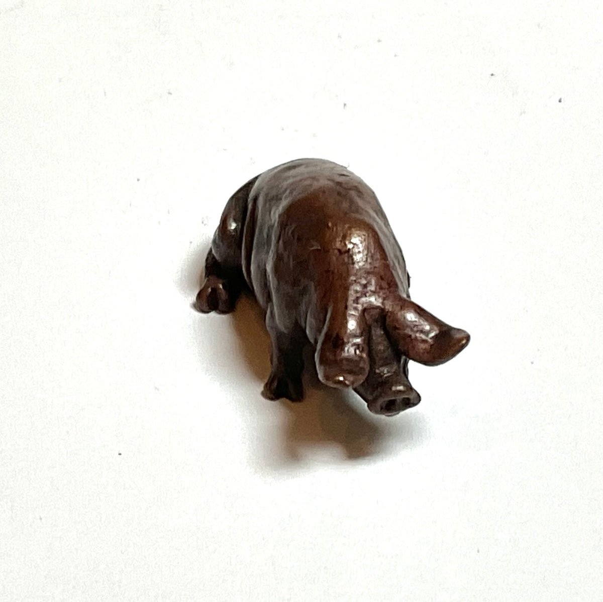 David. Meredith Miniature seated  pig  bronze sculpture