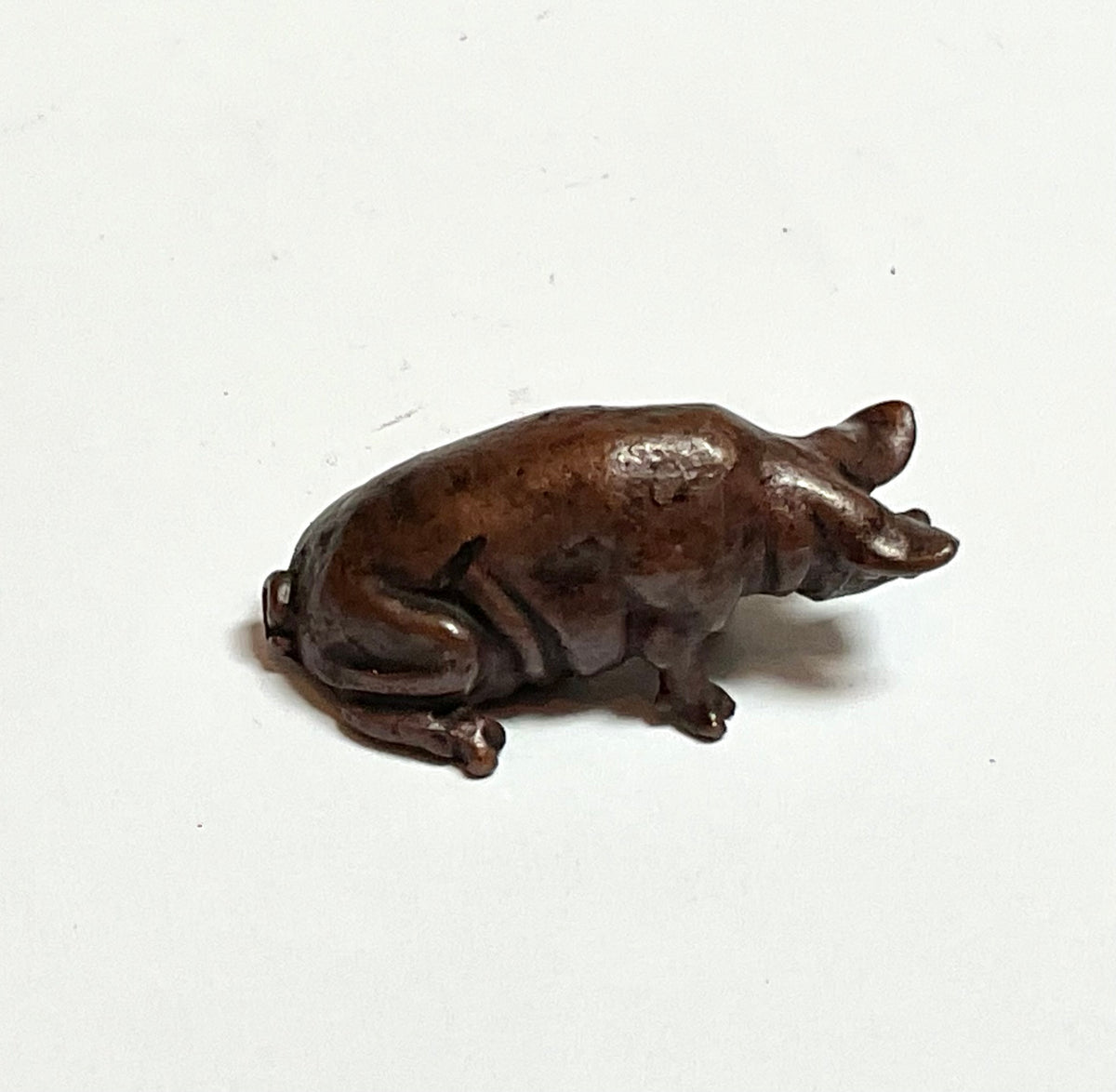 David. Meredith Miniature seated  pig  bronze sculpture