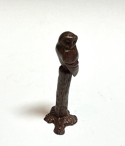 David. Meredith Miniature owl on post    bronze sculpture