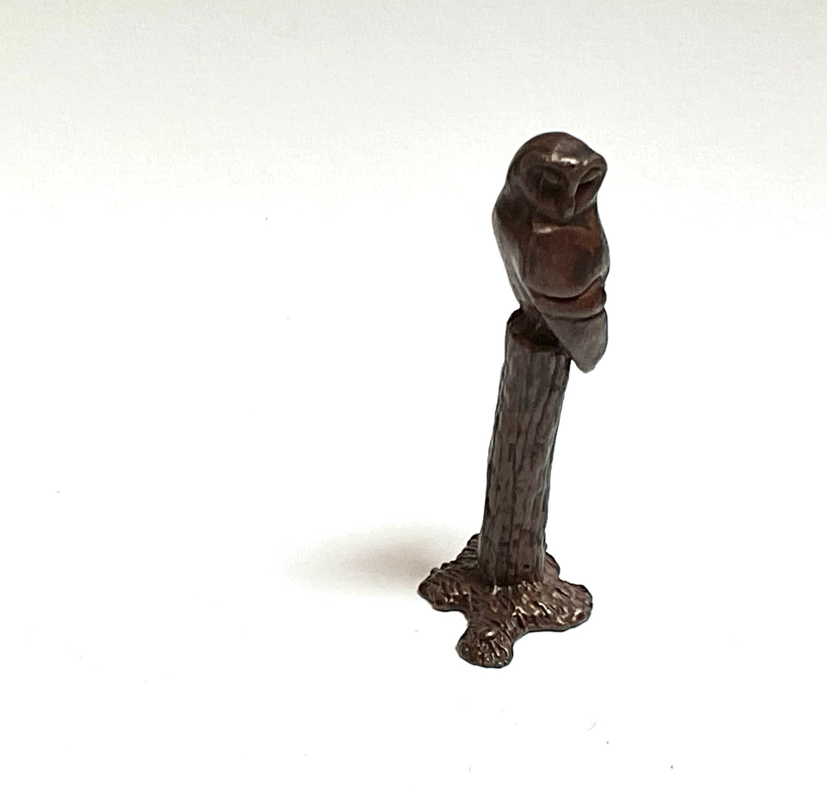 David. Meredith Miniature owl on post    bronze sculpture