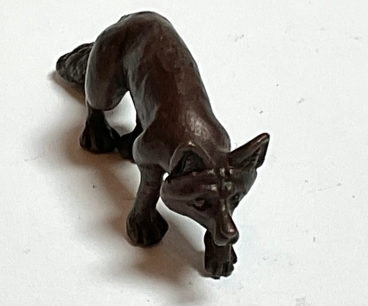David. Meredith Miniature  stalking fox bronze sculpture