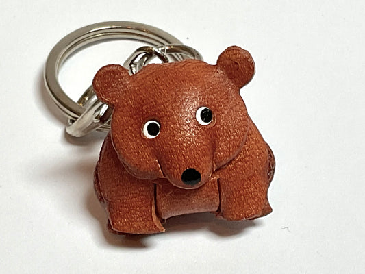 Japanese Handmade Leather keychain - bear