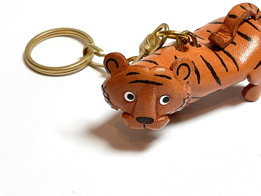 Japanese Handmade Leather keychain - tiger