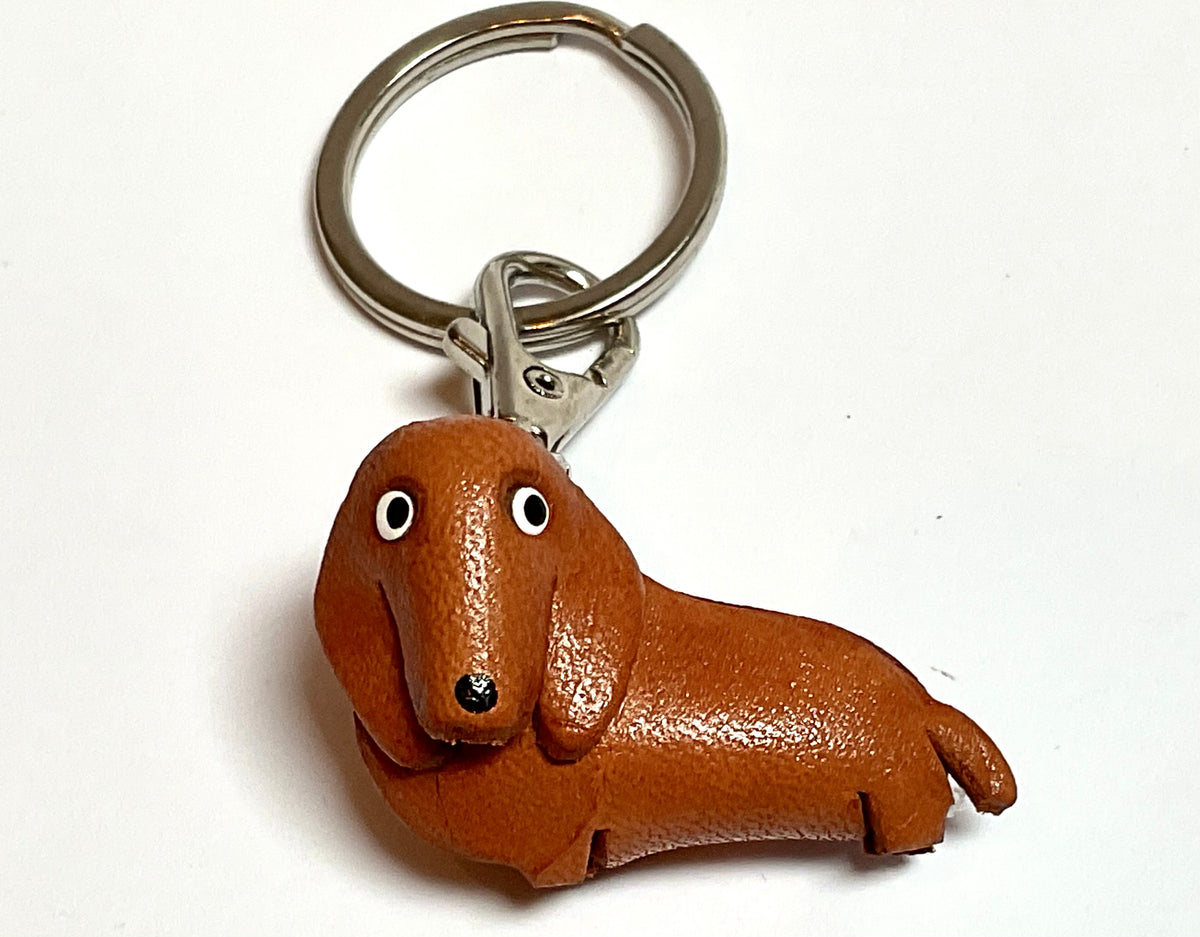 Japanese Handmade Leather keychain - dachshund
