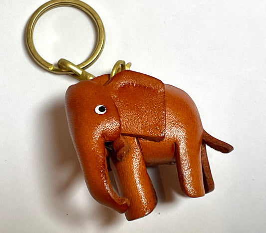Japanese Handmade Leather keychain - elephant