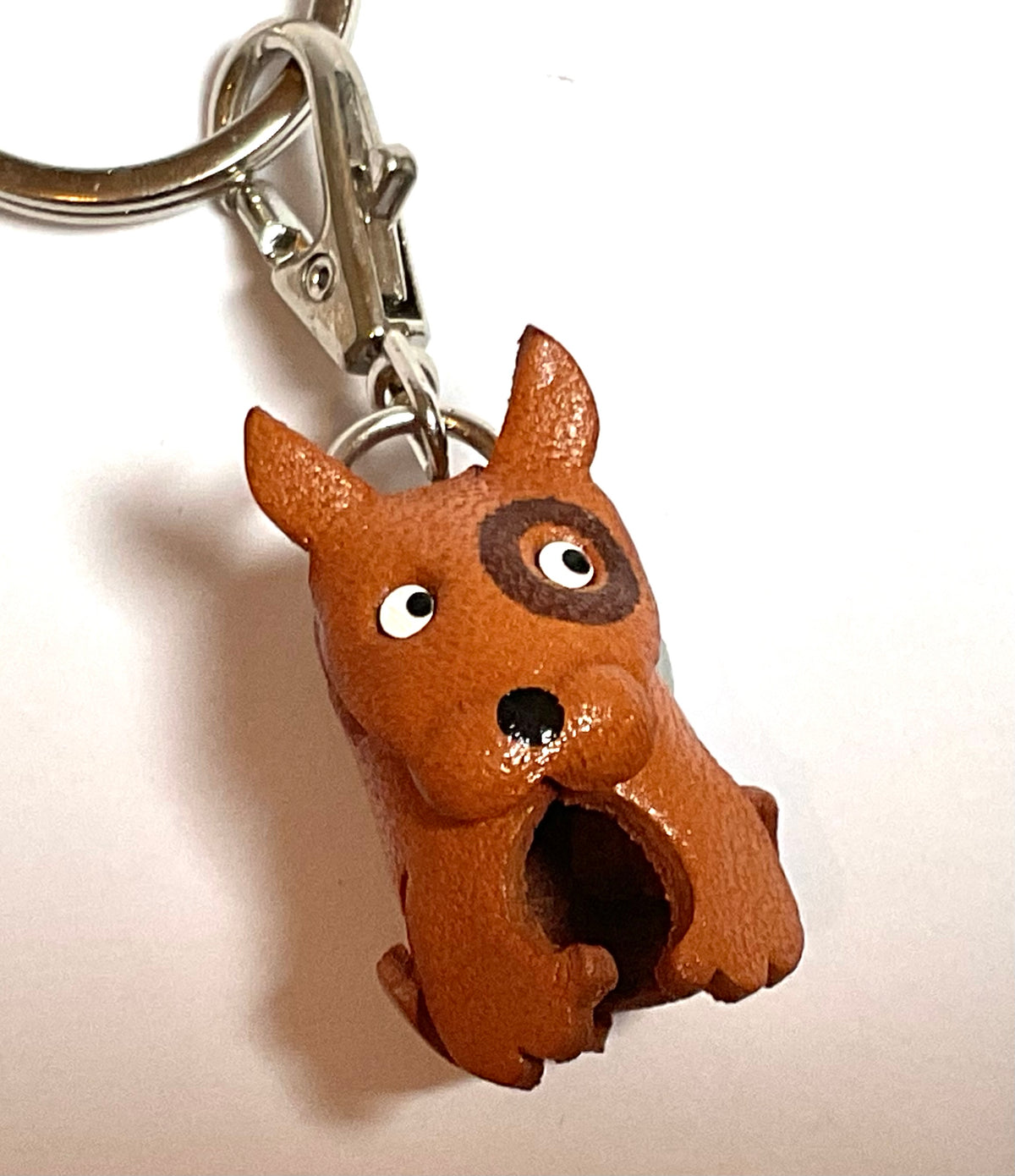 Japanese Handmade Leather keychain - bull terrier
