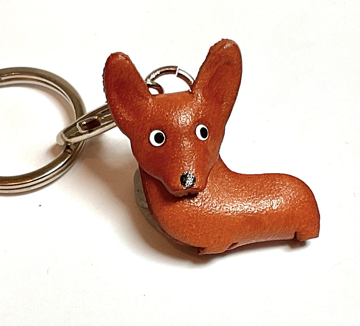 Japanese Handmade Leather keychain -corgi