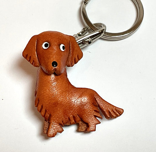 Japanese Handmade Leather keychain - retriever