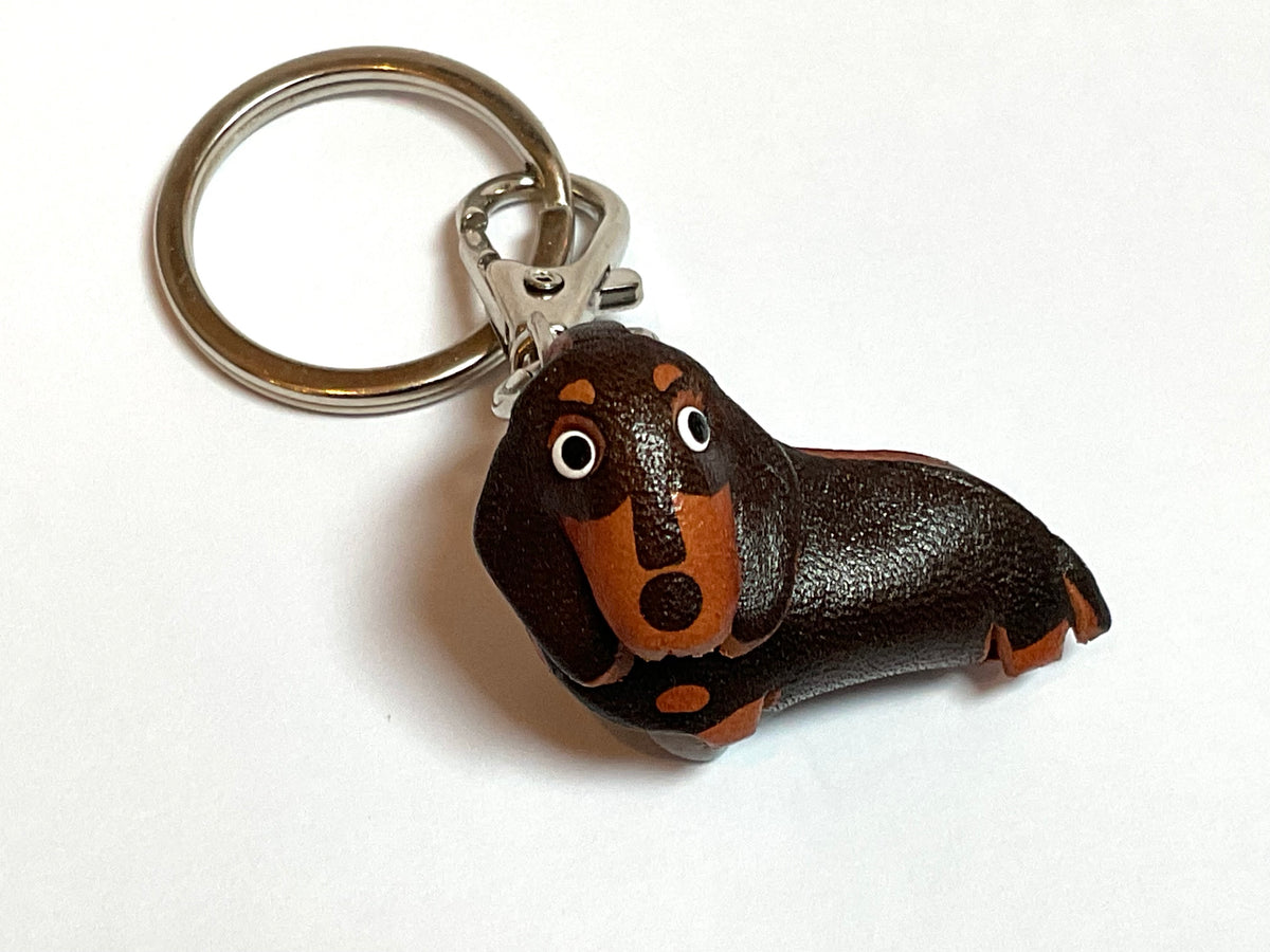 Japanese Handmade Leather keychain - dachshund