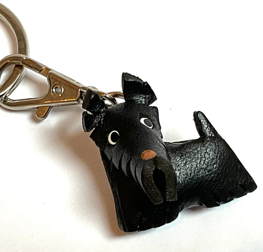 Japanese Handmade Leather keychain - Scottie