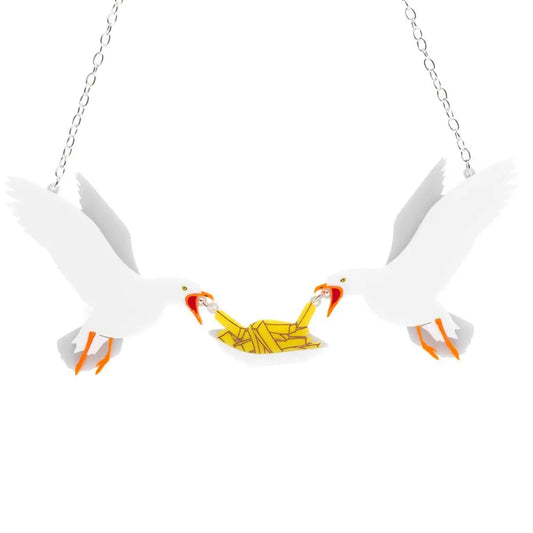 Sugar and Vice seagulls and chips necklace
