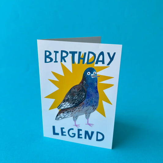 Fernandez makes pigeon greetings card - birthday legend