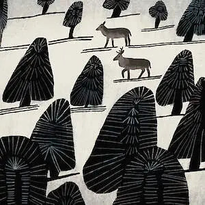 Deer in winter   by Tjitske Kamphuis greetings card