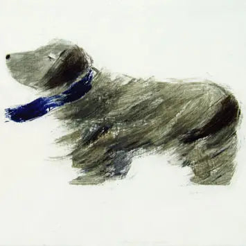 East wind - by Hannah Cole greetings card - dog with scarf